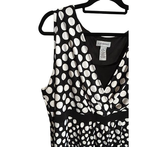 Catherine's Womens Dress Maxi 3X 26/28 Polka Dots Beach Empire Waist Sleeveless - Picture 2 of 14